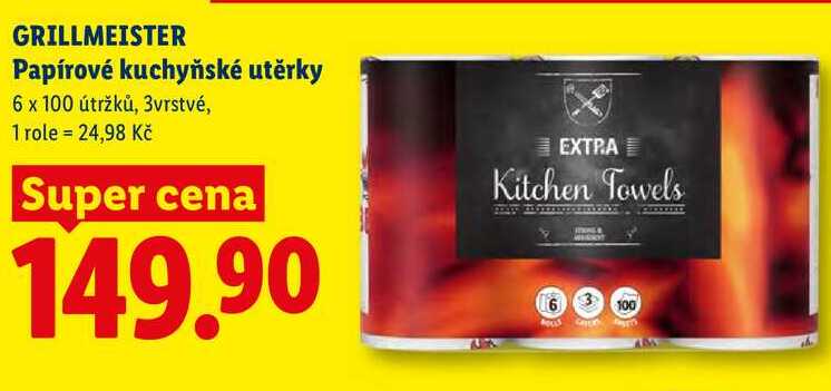 GRILLMEISTER Papírové kuchyňské utěrky, 6x 100 útržků