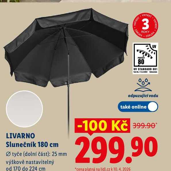 LIVARNO Slunečník 180 cm