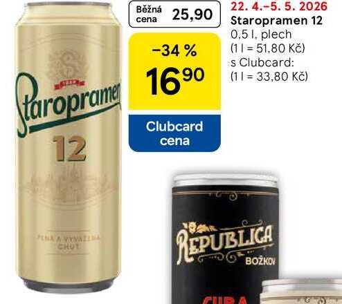 Staropramen 12, 0,5 l, plech  