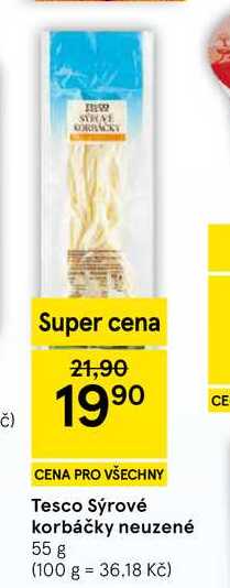 Tesco Sýrové korbáčky neuzené, 55 g  