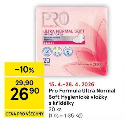 Pro Formula Ultra Normal Soft Hygienické vložky s křidélky, 20 ks 