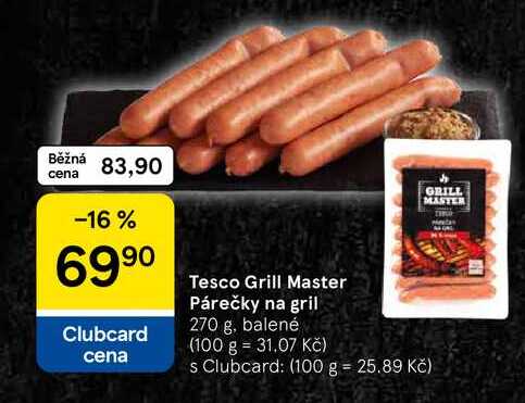 Tesco Grill Master Párečky na gril, 270 g