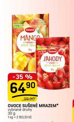 OVOCE SUŠENÉ MRAZEM* vybrané druhy 30 g 