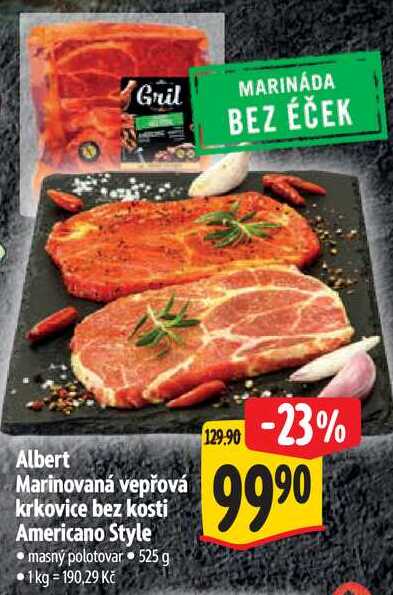 Albert Marinovaná vepřová krkovice bez kosti Americano Style, 525 g