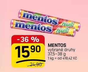 MENTOS vybrané druhy 37,5-38 g