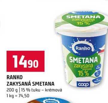 RANKO ZAKYSANÁ SMETANA 200 g 15 % tuku krémová 