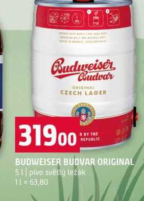 BUDWEISER BUDVAR ORIGINAL 5l pivo světlý leżak