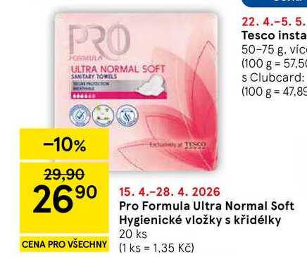 Pro Formula Ultra Normal Soft Hygienické vložky s křidélky, 20 ks 