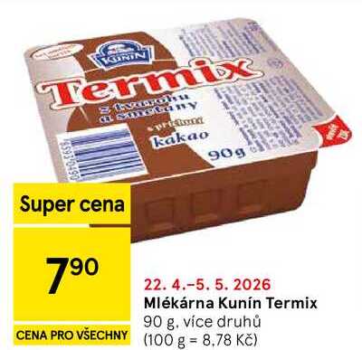 Mlékárna Kunín Termix, 90 g, více druhů  