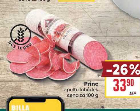 Princ z pultu lahůdek cena za 100 g 