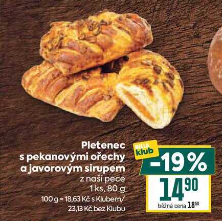 Pletenec s pekanovými ořechy a javorovým sirupem z naší pece 1 ks, 80g