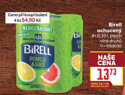 Birell ochucený 4× 0,33l, plech 