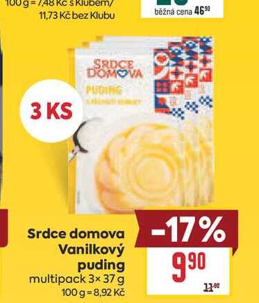 Srdce domova Vanilkový puding multipack 3× 37 g 