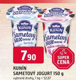 KUNÍN SAMETOVÝ JOGURT 150 g vybrané druhy