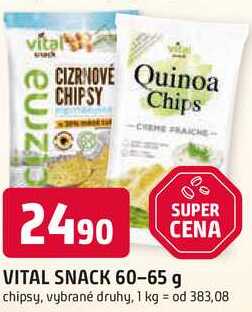 VITAL SNACK 60-65 g chipsy, vybrané druhy