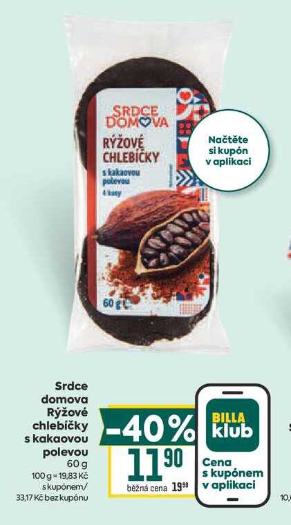 Srdce domova Rýžové chlebíčky s kakaovou polevou 60 g 