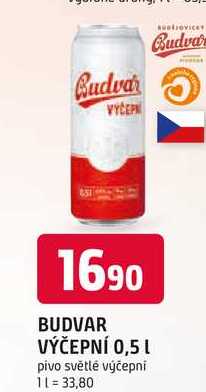 BUDVAR Pivo světlé výčepní 0,5l 0.5l plechovka