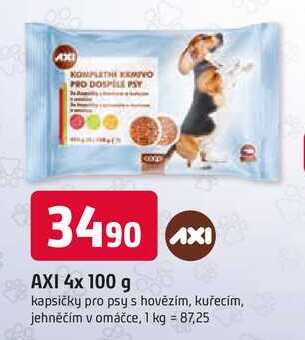 AXI 4x 100 g kapsičky pro psy s hovězím, kuřecím, jehněčím v omáčce