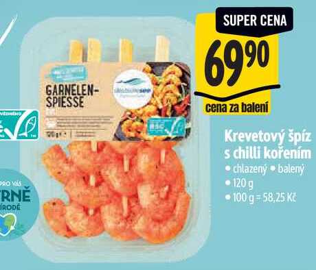Krevetový špíz s chilli kořením, 120 g