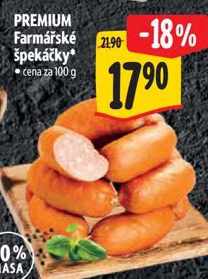 PREMIUM Farmářské špekáčky, cena za 100 g 