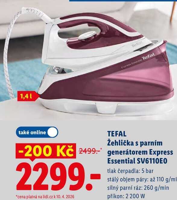 TEFAL Žehlička s parním generátorem Express Essential SV6110E0