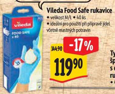 Vileda Food Safe rukavice, 40 KS