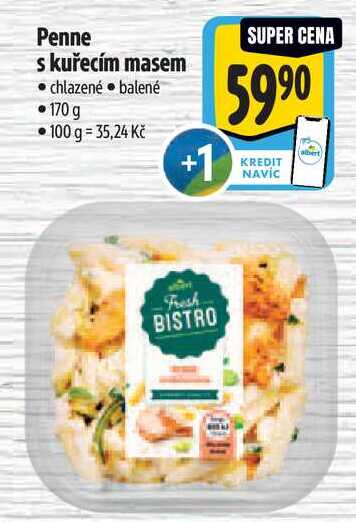 Penne s kuřecím masem, 170 g 