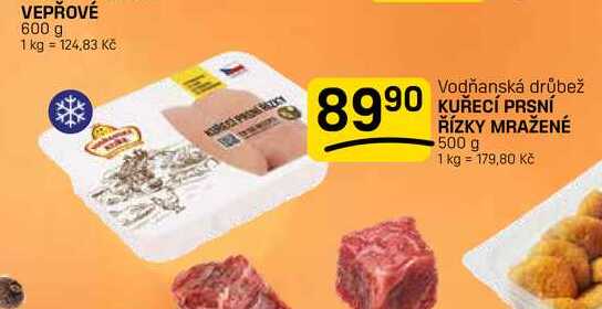 KUŘECÍ PRSNÍ ŘÍZKY MRAŽENÉ 500 g 