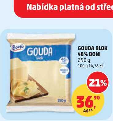 GOUDA BLOK 48% BONI, 250 g 