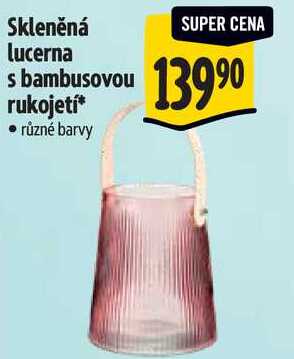Skleněná lucerna s bambusovou rukojetí*  
