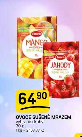 OVOCE SUŠENÉ MRAZEM vybrané druhy 30 g 