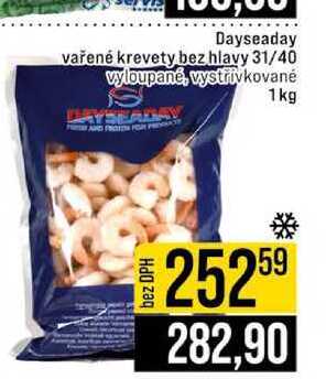 Dayseaday vařené krevety bez hlavy 31/40 vyloupané, vystřivkované 1kg 