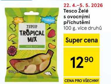 Tesco Želé s ovocnými příchutěmi, 100 g, více druhů 