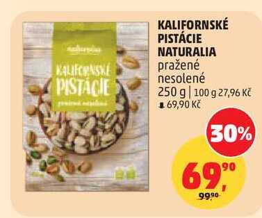 KALIFORNSKÉ PISTÁCIE NATURALIA pražené nesolené, 250 g