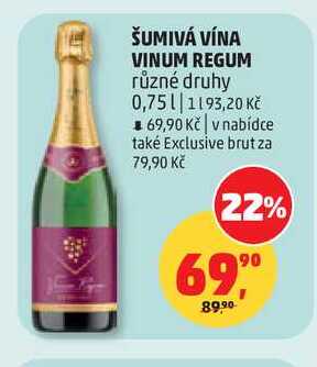 ŠUMIVÁ VÍNA VINUM REGUM, 0,75 l
