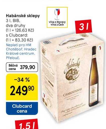 Habánské sklepy, BIB, dva druhy, 3 l 