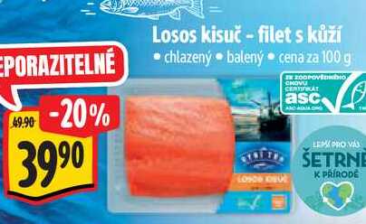 Losos kisuč-filet s kůží, 100 g 