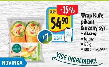Wrap Kuře pikant & uzený sýr, 170 g 