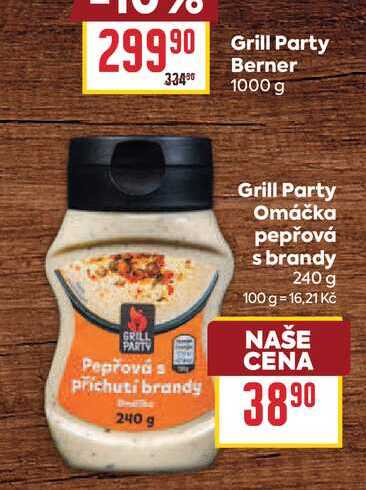 Grill Party Omáčka pepřová s brandy 240 g