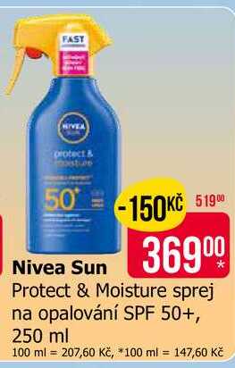 Nivea Sun Protect & Moisture sprej na opalování SPF 50+, 250 ml 
