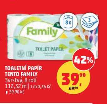 TOALETNÍ PAPÍR TENTO FAMILY, 8 rolí 
