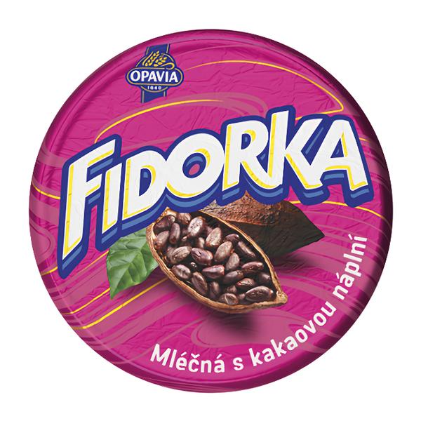 Opavia Fidorka Mléčná s kakaovou náplní růžová