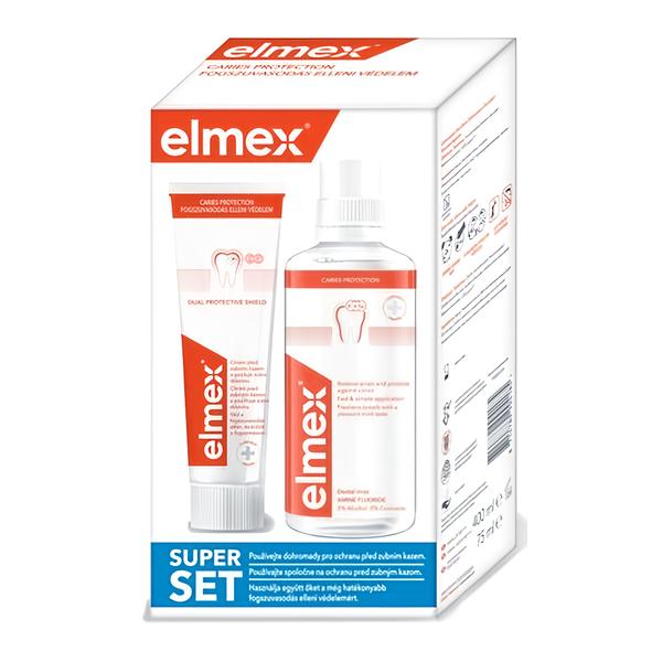 Elmex Ústní voda 400ml + zubní pasta 75ml Super Set Caries Protection