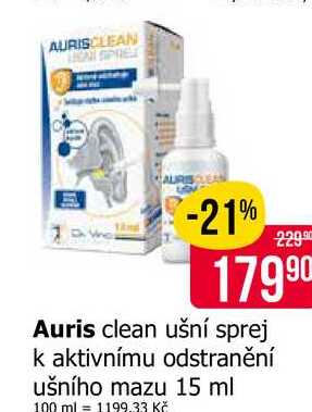 Auris clean ušní sprej k aktivnímu odstranění ušního mazu 15 ml