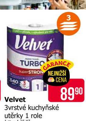 Velvet 3vrstvé kuchyňské utěrky 1 role 