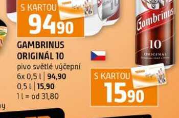 GAMBRINUS ORIGINÁL 10 pivo světlé výčepní 0,5l