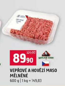 VEPŘOVÉ A HOVĚZÍ MASO MĚLNĚNÉ 600 g 