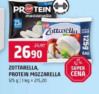 ZOTTARELLA, PROTEIN MOZZARELLA 125 g 