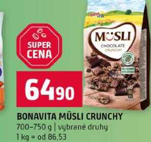 BONAVITA MÜSLI CRUNCHY 700-750 g vybrané druhy