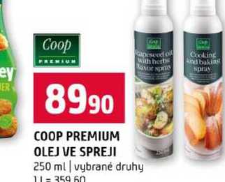 COOP PREMIUM OLEJ VE SPREJI 250 ml vybrané druhy 